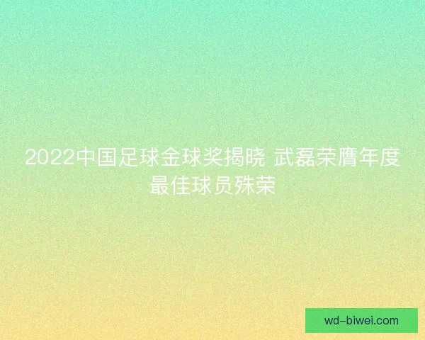 2022中国足球金球奖揭晓 武磊荣膺年度最佳球员殊荣