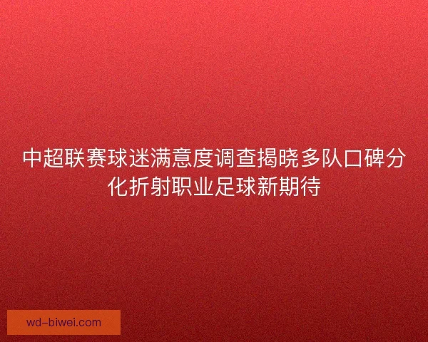 中超联赛球迷满意度调查揭晓多队口碑分化折射职业足球新期待 中超联赛球迷满意度调查揭晓多队口碑分化折射职业足球新期待